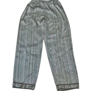 Victorias Secret Satin Stripe Pajama Pants Blue Mint & Brown Elastic Waist Sz M